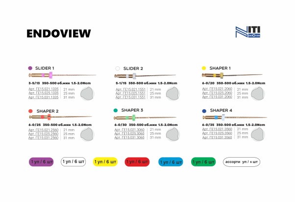 ENDOVIEW (35/06+) - файлы для корневой обработки, тип NiTi 31мм (6шт), Geosoft / Россия-Израиль